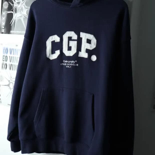 (L) 코드그라피 후드티셔츠 빅로고 네이비 올드스쿨-16332
