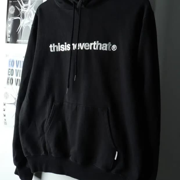 (M-XL) 디스이즈네버댓 후드티셔츠 빅로고 블랙 기모 잘익음-16333