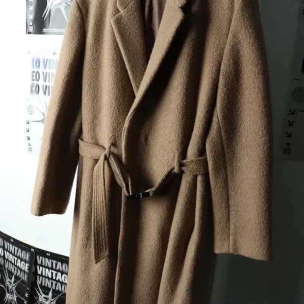 (XL) 커스텀멜로우 코트자켓 실렌시온 부클 벨트 베이지-16339