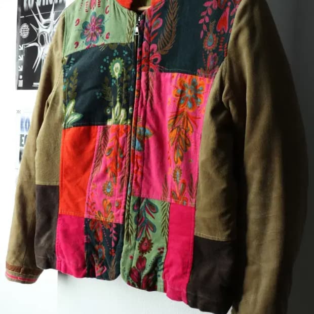 W(M) 오일릴리 집업 바람막이 점퍼자켓 90년대 희귀 벨벳-16357