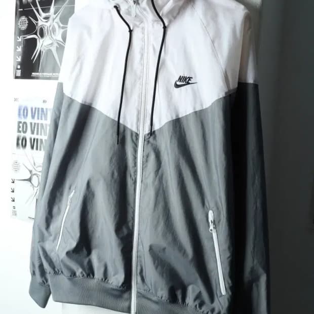 (L-XL) 나이키 집업 바람막이 점퍼자켓 윈드러너 화이트-1635B