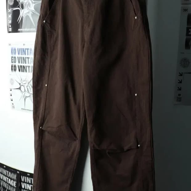 (L-XL) 제멋 면바지 팬츠 와이드 브라운 스트릿-2280