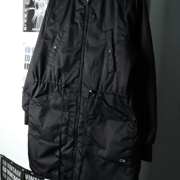 W(M-L) 캘빈클라인 집업 바람막이 점퍼자켓 항공 블랙 롱-16283