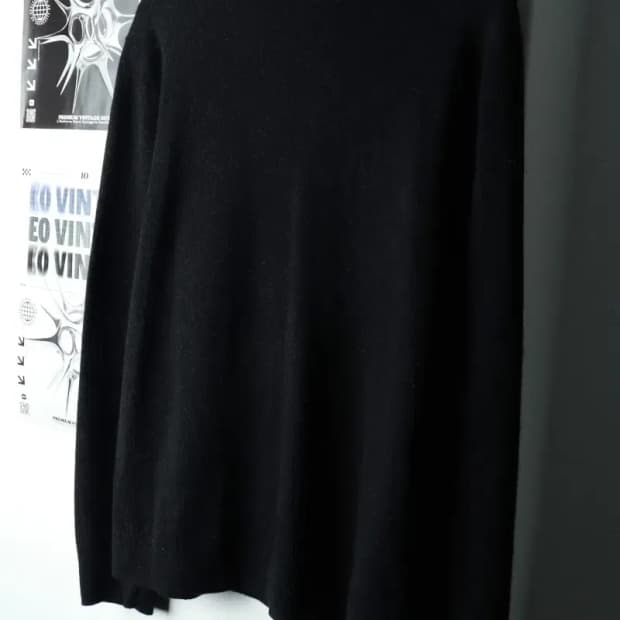 (L-2XL) 코스 니트 빅사이즈 목폴라 블랙 울-1639A