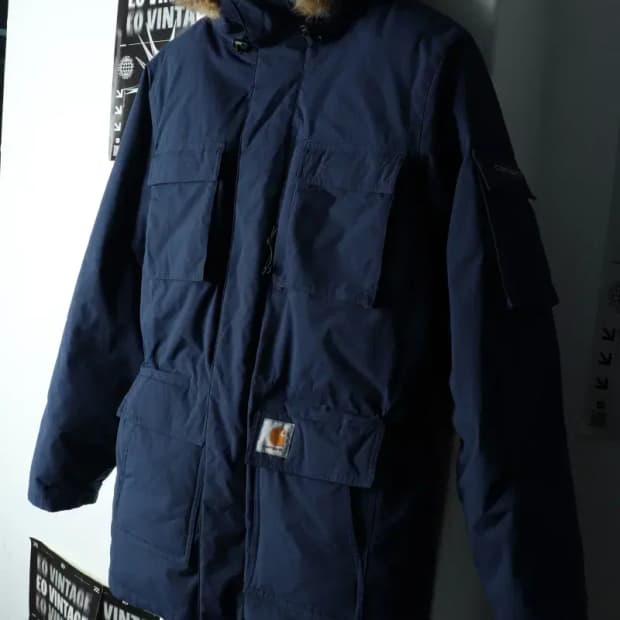 (S) 칼하트 패딩 점퍼자켓 야상 네이비 덕다운 개파카-163AE
