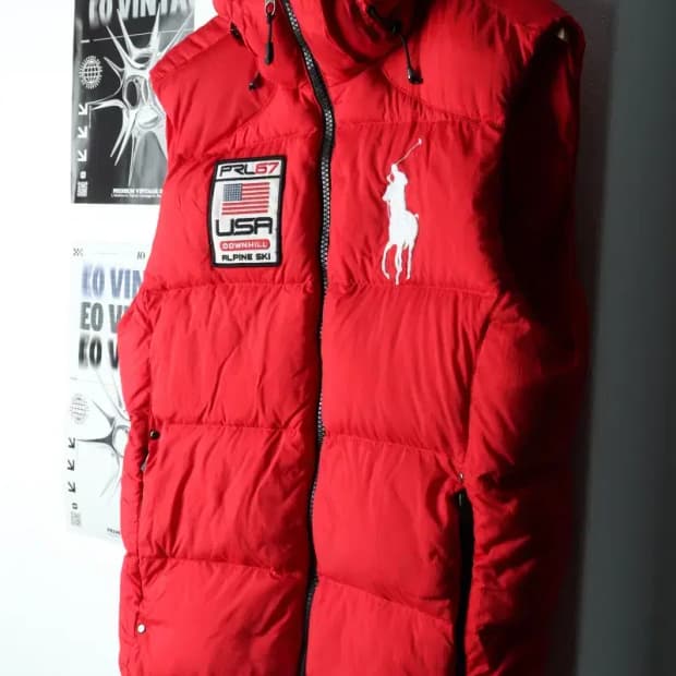 (M-L) 폴로 랄프로렌 패딩 점퍼자켓 조끼 빅포니 미국국대-163AF