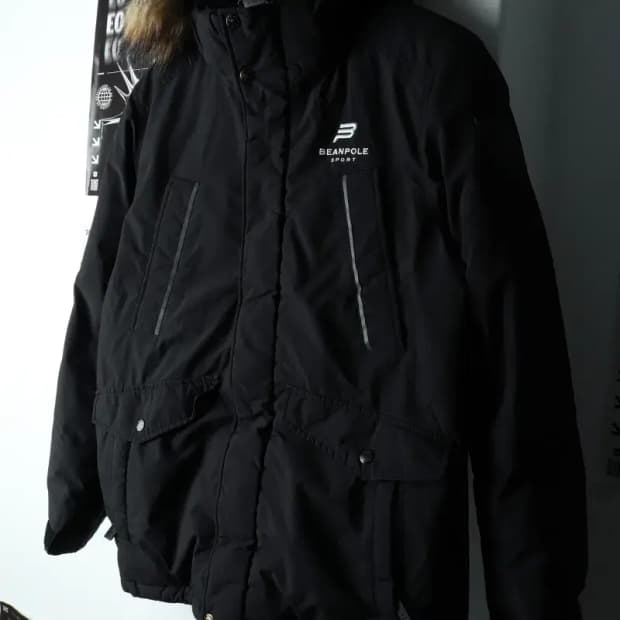 (M) 빈폴 패딩 점퍼자켓 덕다운 블랙 올드스쿨-163B1