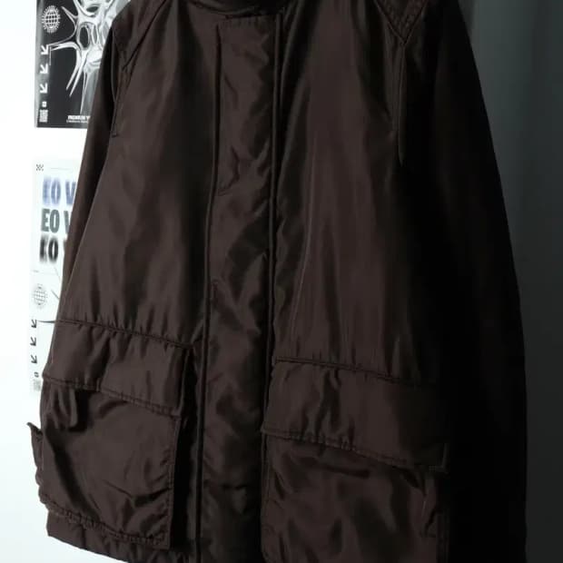 (M-L) 헨리코튼 패딩 점퍼자켓 내피 브라운 올드스쿨-163B2