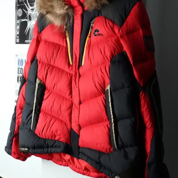 (XL) 네파 패딩 점퍼자켓 구스다운 레드 대장급 빵빵-163B4