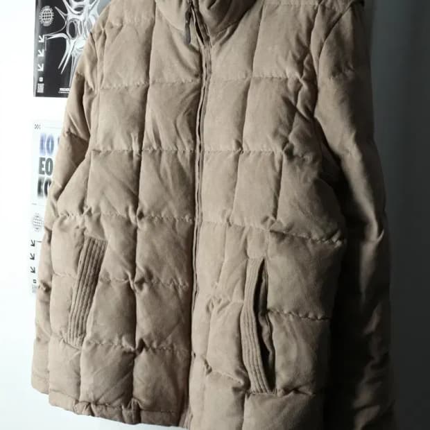 (XL) 헨리코튼 패딩 점퍼자켓 스웨이드 베이지 덕다운-163B7