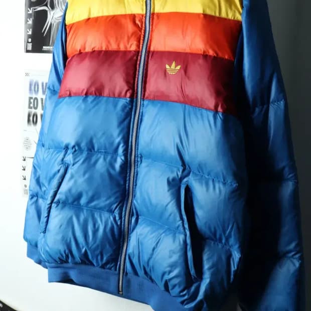 (L-XL) 아디다스 패딩 점퍼자켓 오리지널 덕다운 컬러믹스-163B9