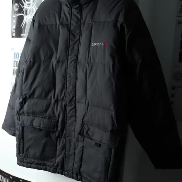 (M-L) 퀵실버 패딩 점퍼자켓 블랙 올드스쿨-163C1