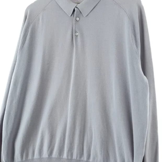 (L) 포터리 카라 긴팔티셔츠 작은오염 사용감 하늘색-16478