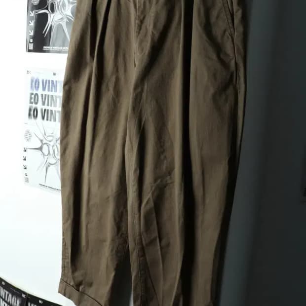 (L) 빔즈 면바지 팬츠 카키 아메카지 근본 일본 희귀-22BC