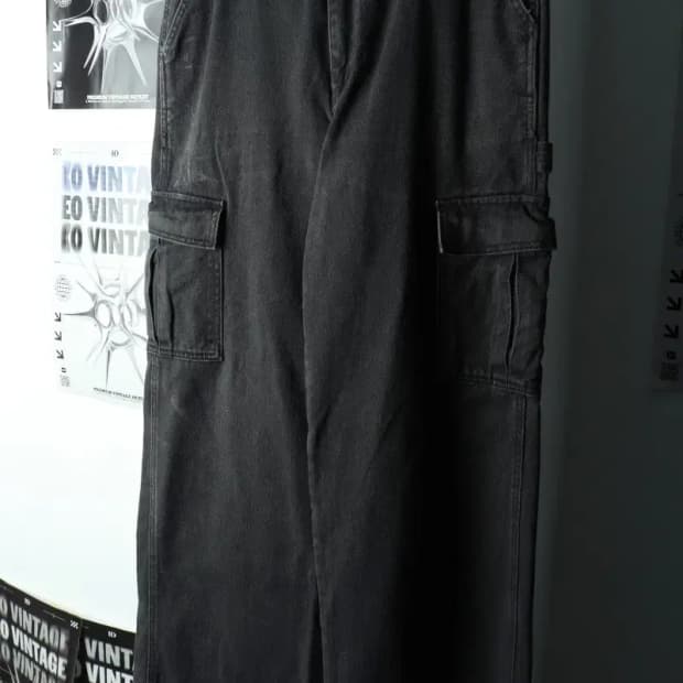 (L-XL) 던스트 청바지 데님 카펜터 흑청 카고-22C4