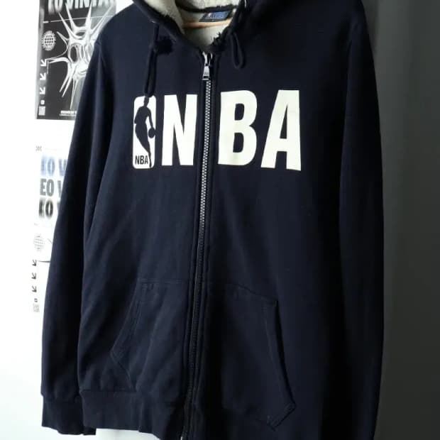 (L-XL) NBA 엔비에이 후드집업 네이비 기모 퍼 Y2K-1658E