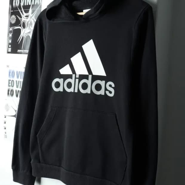 W(XL) 아디다스 후드티셔츠 블랙 기모 올드스쿨-16598