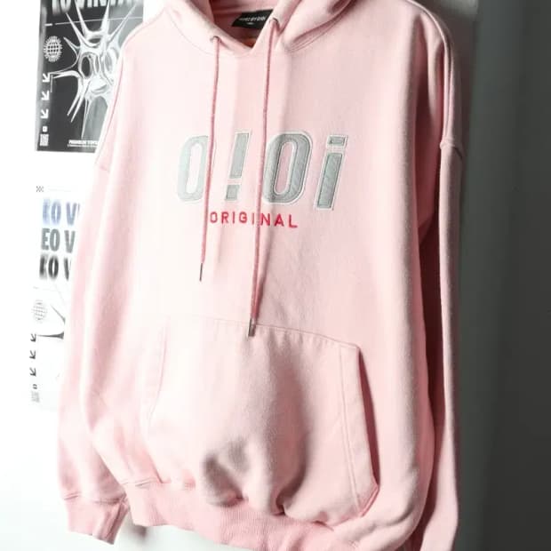 W(M) 오아이오아이 후드티셔츠 딸기우유 기모 키치 핑크-165A2