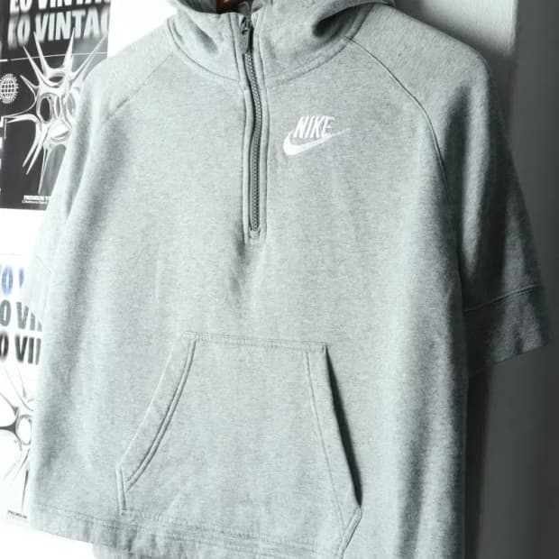 W(M) 나이키 후드티셔츠 반팔 반집업 기모 레이어드-165A3