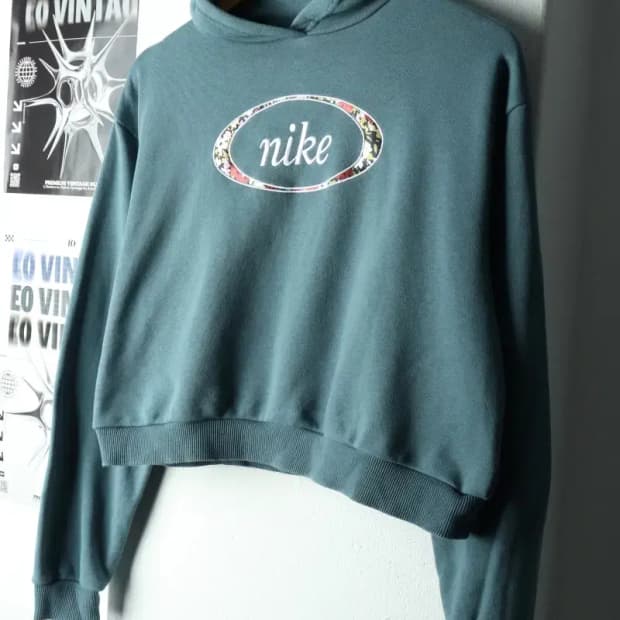 W(M) 나이키 후드티셔츠 블루 크롭 한정판-165A4