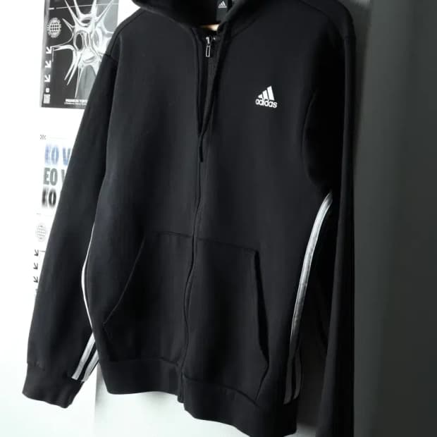 (L-XL) 아디다스 후드집업 블랙 삼선 올드스쿨-165AC