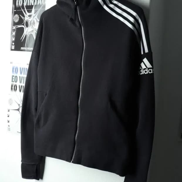 W(M) 아디다스 후드집업 넥워머 블랙 올드스쿨-165AE