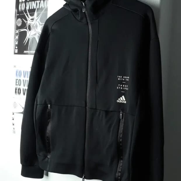 (M) 아디다스 후드집업 블랙 폴리 올드스쿨-165AF