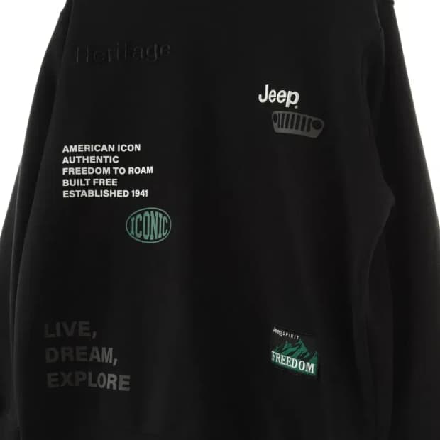 (XL-2XL) 지프 맨투맨 티셔츠 프린팅 신형 블랙-16643