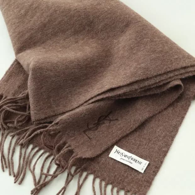 (F) 입생로랑 목도리 머플러 브라운 울 보들 따뜻-2682