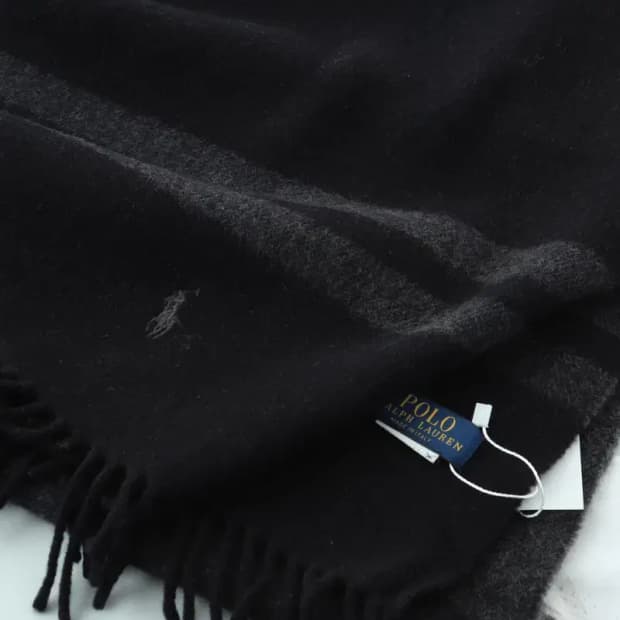 (F) 폴로 랄프로렌 목도리 머플러 블랙 아메카지 울 보들-2683