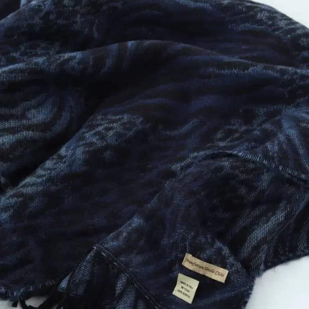 (F) 브랜드빈티지 목도리 머플러 레오파드 블루 롱 숄-266A