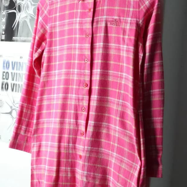 W(S) 노스페이스 셔츠 남방 새상품 체크 플란넬 핑크 기모-1667B