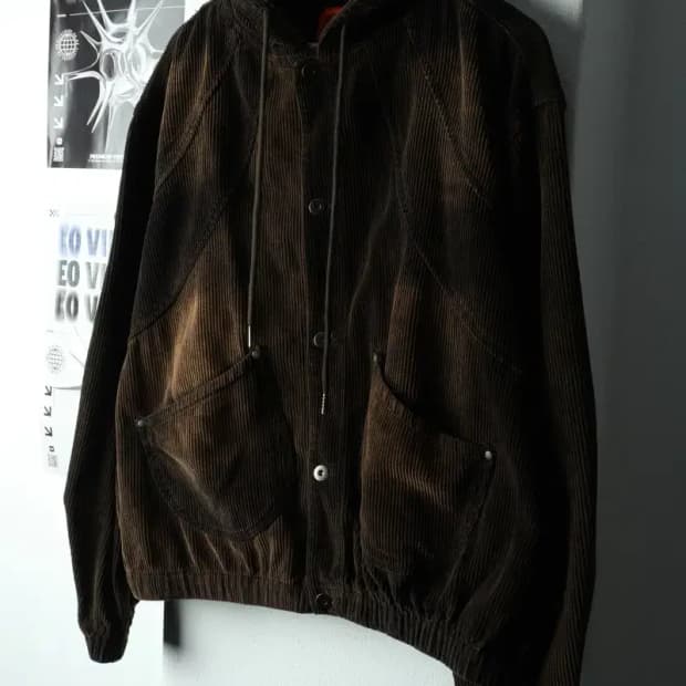 (M-L) 디미트리블랙 집업 바람막이 점퍼자켓 코듀로이 후드-16683