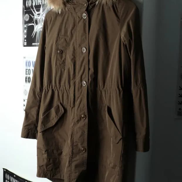 W(S) 헤지스 패딩 점퍼자켓 야상 카키 롱-166EF