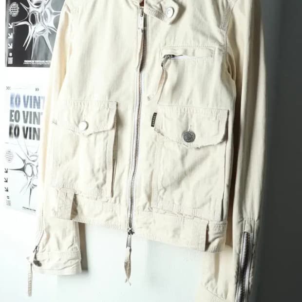 (M-L) 디스퀘어드 집업 바람막이 점퍼자켓 트러커 아이보리-166F5