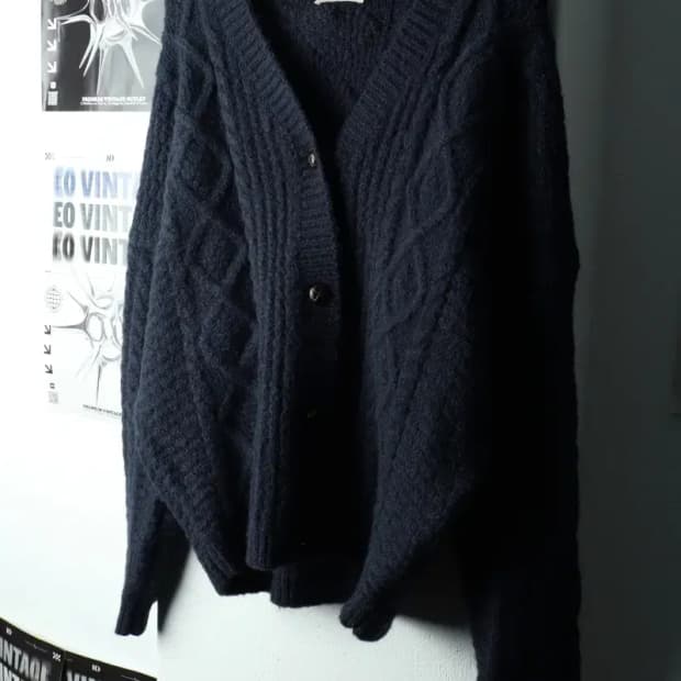 (M-L) 라퍼지스토어 니트 가디건 케이블 꽈배기 네이비-16705