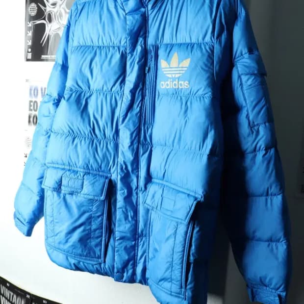(S-M) 아디다스 패딩 점퍼자켓 오리지널 구스다운 연블루-1670B