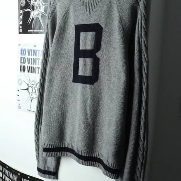 (XL-2XL) 뉴에라 니트 빅사이즈 보스톤 그레이 울-1678E