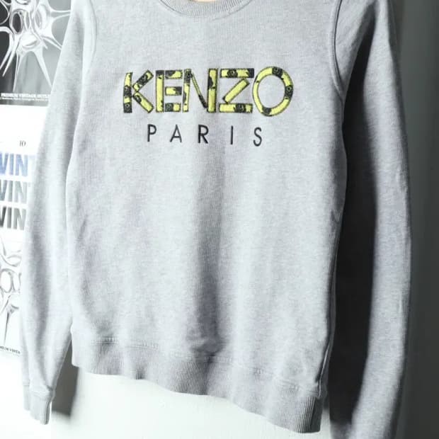 W(S) 겐조 맨투맨 티셔츠 빅로고 그레이 플라워-16796