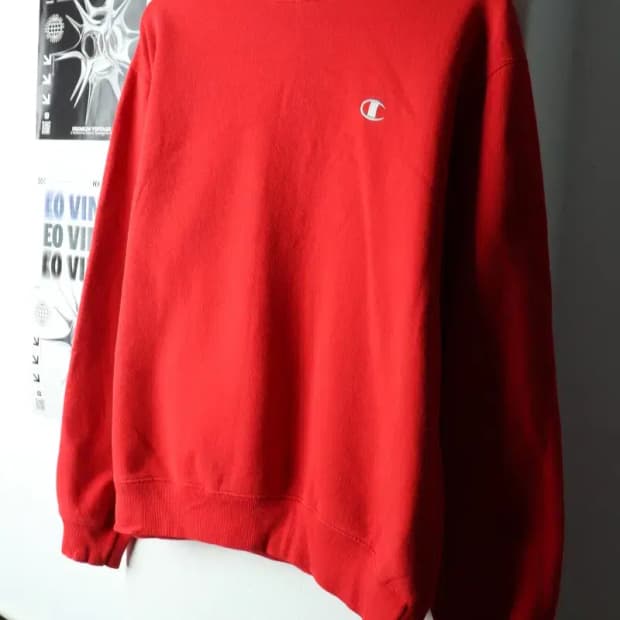 (XL) 챔피온 맨투맨 티셔츠 레드 기모 올드스쿨-16797