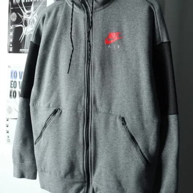 (XL-2XL) 나이키 후드집업 테크팩 그레이 기모 올드스쿨-167A2