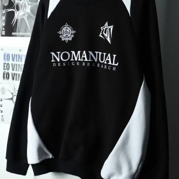 (L-XL) 노매뉴얼 맨투맨 티셔츠 블록코어 블랙-167F7