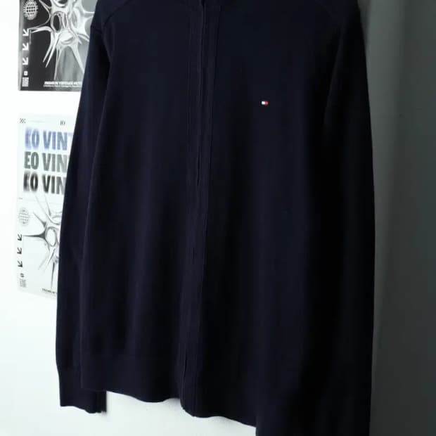 (L-XL) 타미힐피거 니트 가디건 집업 캐시미어 네이비-16825