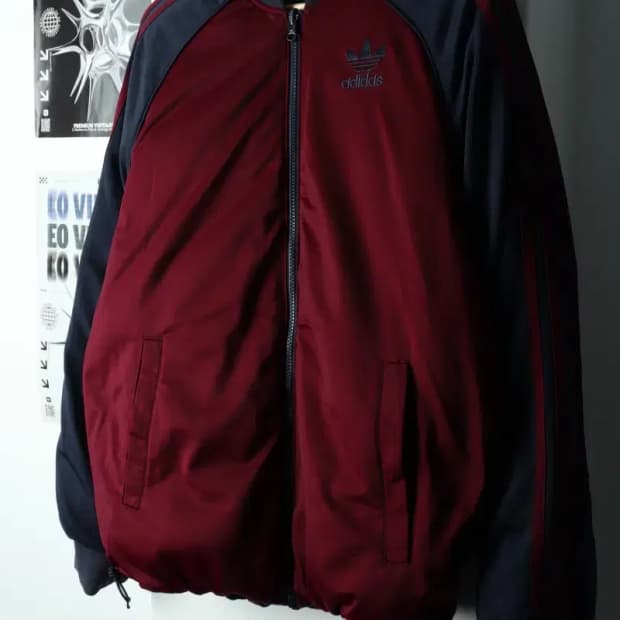 (M) 아디다스 패딩 점퍼자켓 신형 리버시블 버건디 불꽃-16820