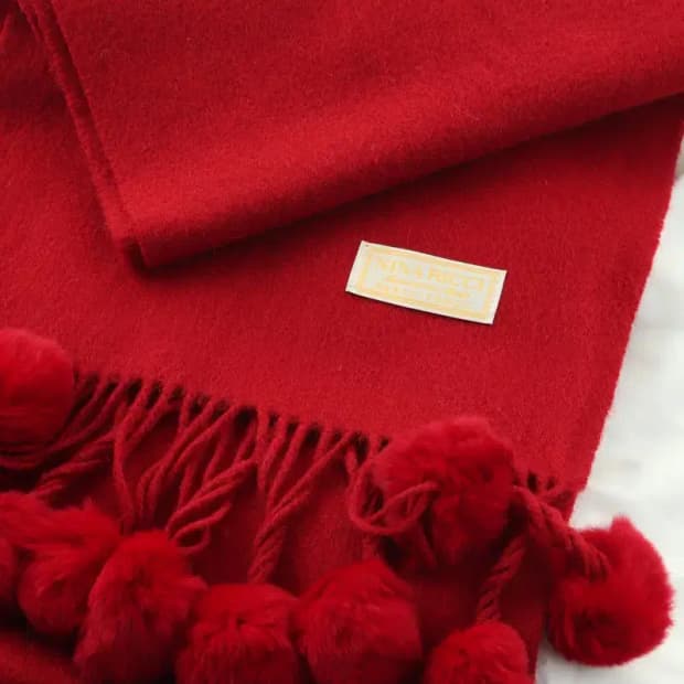 (F) 니나리치 목도리 머플러 크리마스 방울 레드 빨강 보들-2717