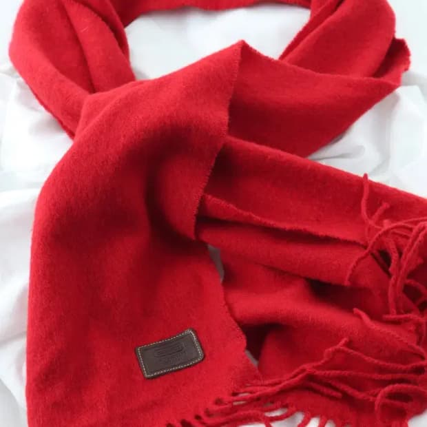 (F) 코치 목도리 머플러 데미지 캐시미어 레드 크리마스 보들-2723