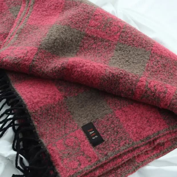 (F) 닥스 목도리 머플러 롱 숄 고급원단 핑크 체크-2725