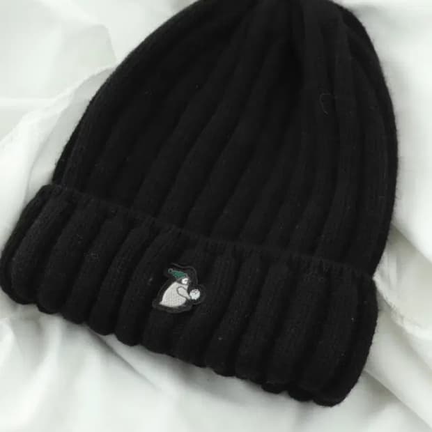 (F) 코오롱스포츠 모자 비니 골지 블랙 따뜻-272F