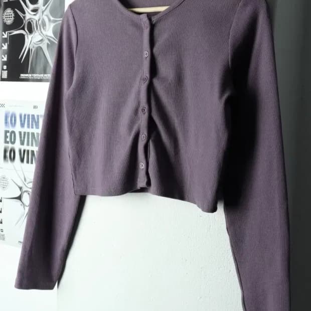 W(L) 자라 니트 가디건 연보라 라벤더 크롭-1686E