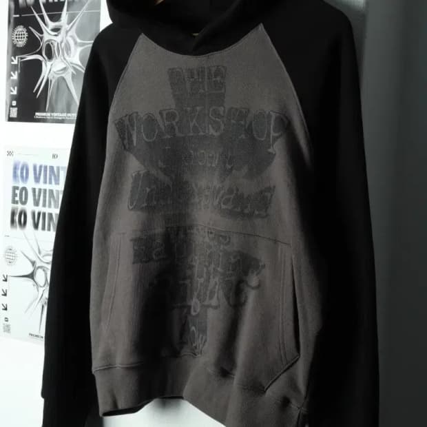 W(S-M) 트레블 후드티셔츠 나그랑 차콜 스트릿-16873